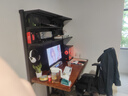 安善五金洞洞板置物架墙面免打孔落地书架立式货架出租屋少女电竞桌房 【顺丰】黑双架138×35×(高下滑选择) 高190CM/单架3层4背/双架6层8背 实拍图