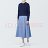 无印良品 MUJI 女式不易起皱平纹宽摆裙 长半身裙女款裙子半裙 BE1T5C4S 藏青色条纹 XL (165/74A) 实拍图