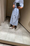 无印良品（MUJI）女式 凉感 短袖衬衫连衣裙女装裙子纯棉25年夏季长裙凉感物语 萨克森蓝条纹 M (160/84A) 实拍图