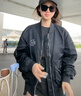 匡威（Converse）官方 春日外套男女美式复古飞行员夹克10024169 墨黑色/10024169-A03 S 实拍图