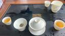 金镶玉 功夫茶具套装 中国白·羊脂玉瓷家用陶瓷山水白瓷三才盖碗公道杯茶杯送礼礼盒装 山水白瓷描金茶具 实拍图