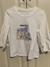 熙世界（sllsky）灯笼七分袖印花T恤女秋2025新款时尚减龄中袖天丝体恤上衣 流沙白 S 实拍图