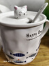 瓷魂陶瓷杯马克杯子咖啡杯 小猫陶瓷杯带盖带勺水杯380ML 一群鱼 实拍图