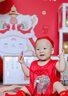 G.duck小黄鸭男宝宝一周岁衣服女抓周礼服婴儿套装秋冬唐装百天生日礼物 红色三件套春秋款 90 尺码1~2岁【 80-90cm】 实拍图