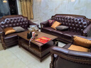 格澜帝尔（growdear）沙发美式古典真皮沙发牛皮沙发组合实木真皮沙发欧式新古典奢华 蓝色皮布单人位（可换皮布颜色） 实拍图