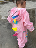 牧萌儿童雨衣男童连体套装防水全身幼儿园女孩小童 樱花独角兽 M 实拍图