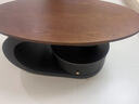 塑造者奶油风实木小户型家用客厅茶几高端大气简约现代中古风椭圆形茶桌 套装奶白架架+胡桃木色+边几50cm 1.2米 实拍图