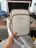 MICHAEL KORS礼物轻奢MK女包JET SET TRAVEL老花链条包 中号 香草色/浅粉色 实拍图