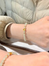 中国黄金CHINA GOLD四叶草黄金手链足金和田玉手串七夕情人节礼物送女友老婆生日实用 足金四叶草和田玉手串-可刻字 实拍图
