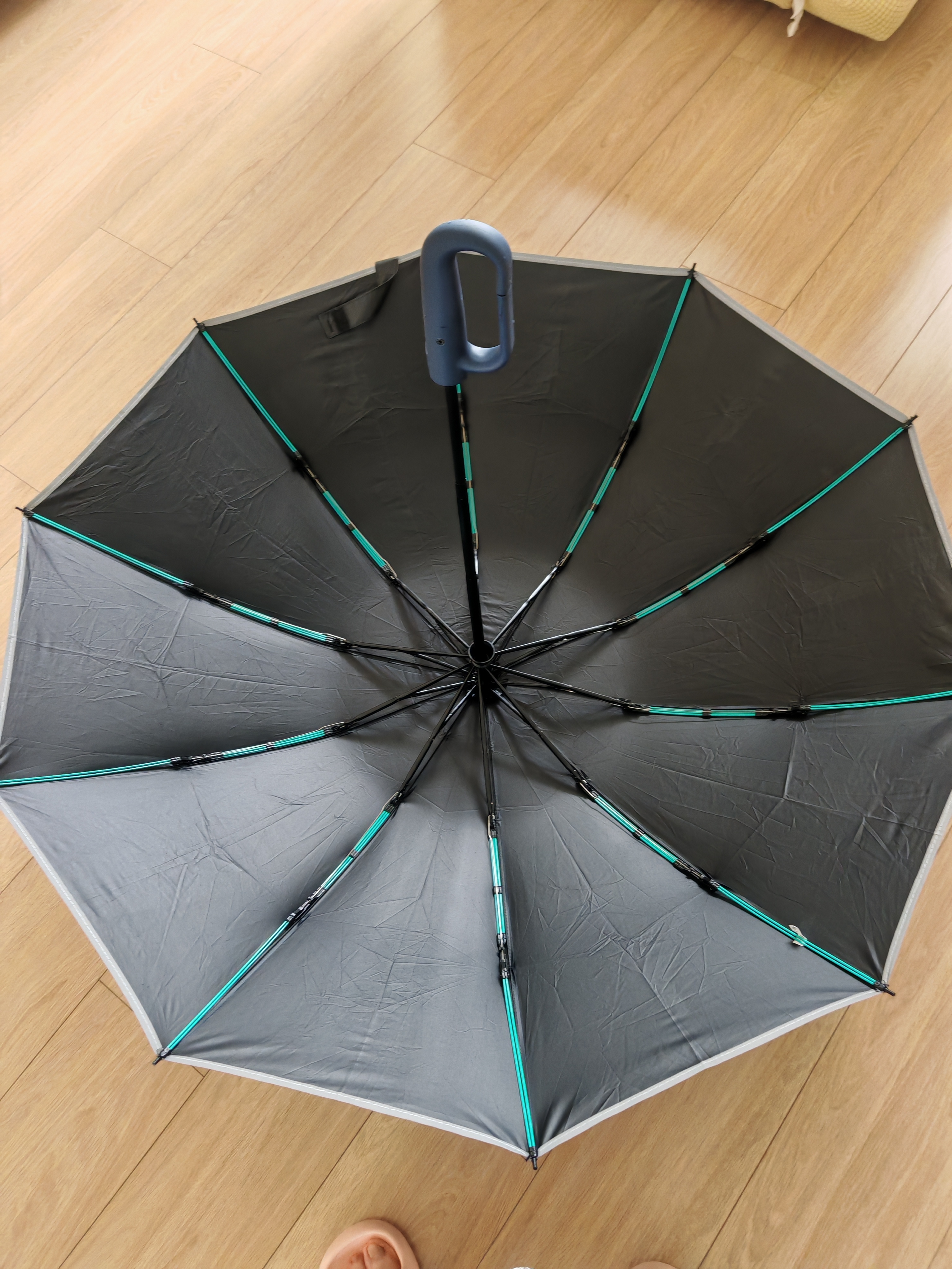 环扣雨伞全自动晴雨两用女生学生男士加大加固加厚反向折叠太阳伞 80骨【Ultra环扣反向伞】-卡波蓝 全自动 实拍图