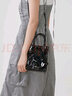 CHARLES&KEITH纯色褶皱磁吸手提斜挎托特包包女包生日礼物CK2-30782347 Prism Noir黑色(新色） S 实拍图