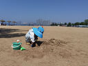kocotree儿童防晒帽夏宝宝遮阳帽男童女童渔夫太阳帽子防紫外线大帽檐 IP卡通小兔子(立体版) L码：头围53-54CM，建议6-10岁 实拍图
