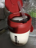 美厨（MAXCOOK）304不锈钢早餐杯豆浆燕麦片杯带盖勺外带便携不锈钢汤杯保温饭盒 珊瑚红 杯+勺+吸管MCB0382550ml 实拍图