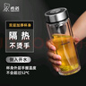 希诺（HEENOOR） 双层玻璃杯男士办公高档送礼礼盒泡茶滤网耐高温大容量商务水杯 经典-加长款410ml 实拍图