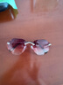 v 威斯贝斯2025年新款时尚无框切边墨镜女士感防紫外线开车驾驶太阳眼镜女潮 银框上灰下粉 实拍图