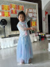 童唛屋童装女童套装汉唐服装春夏儿童公主纱裙子小女孩宝宝襦裙表演出服 蓝色半袖 130码（建议身高120cm左右） 实拍图