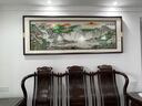 迹彩纯手工非遗苏绣刺绣画 客厅餐厅沙发背景墙办公室会议室装饰挂画 紫气东来图 画框尺寸：80×225cm 左右喷金+北美胡桃木 实拍图
