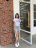 Calvin Klein内衣【摩登引力带】女士本命年ck家居外穿睡裤辣妹运动短裤QS5982 020-椰青灰 S 实拍图