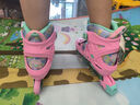 米高轮滑鞋S3儿童花样溜冰鞋套装高端平花四码调节直排初学花式旱冰鞋 粉色鞋+包 L (37-40) 实拍图