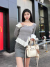 蔻一（Cnoles）包包女士2025最新款通勤斜挎水桶包单肩小手提包白色女生包包 实拍图