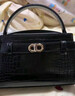 CHARLES&KEITH鳄鱼纹凯莉包手提斜挎婚包包女包生日礼物CK2-50270880-1 Black黑色 S 实拍图
