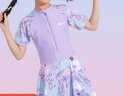 特步（XTEP）儿童泳衣女童连体裙摆游泳衣女大中小童宝宝温泉泳装女 紫色 12# 实拍图