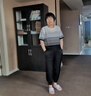 啄木鸟妈妈夏装洋气冰丝上衣服中年女装短袖T恤2024新款中老年大码套装 蓝色套装(上衣+束脚裤子) 2XL (推荐105-120斤) 实拍图