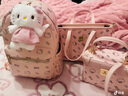 凯蒂猫（hellokitty）双肩包时尚百搭女大学生书包大容量轻奢高级感女包包休闲旅游背包 粉色 小号（尺寸：24*11*26） 实拍图