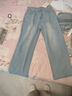 趣米乐美式潮流阔腿牛仔裤女秋冬季新款高腰小个子宽松显瘦垂感直筒长裤 浅蓝色 XL 【建议125-140斤】 实拍图
