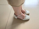 卓诗尼粗跟玛丽珍高跟鞋女2025春秋新款一字带配裙子包头凉鞋珍珠单鞋子 米白色 34 实拍图