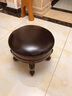 乐满庭美式实木小圆凳客厅泡茶凳子 复古茶几凳雕花小凳子皮凳圆形矮凳 实拍图