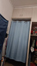 宿舍布衣含伸缩杆免打孔门帘过道遮光防蚊隔断帘挡风空调卧室厨房试衣间帘 丝绒麻-天空蓝 【适合门框宽0.6-1.1】帘高1.8米 实拍图