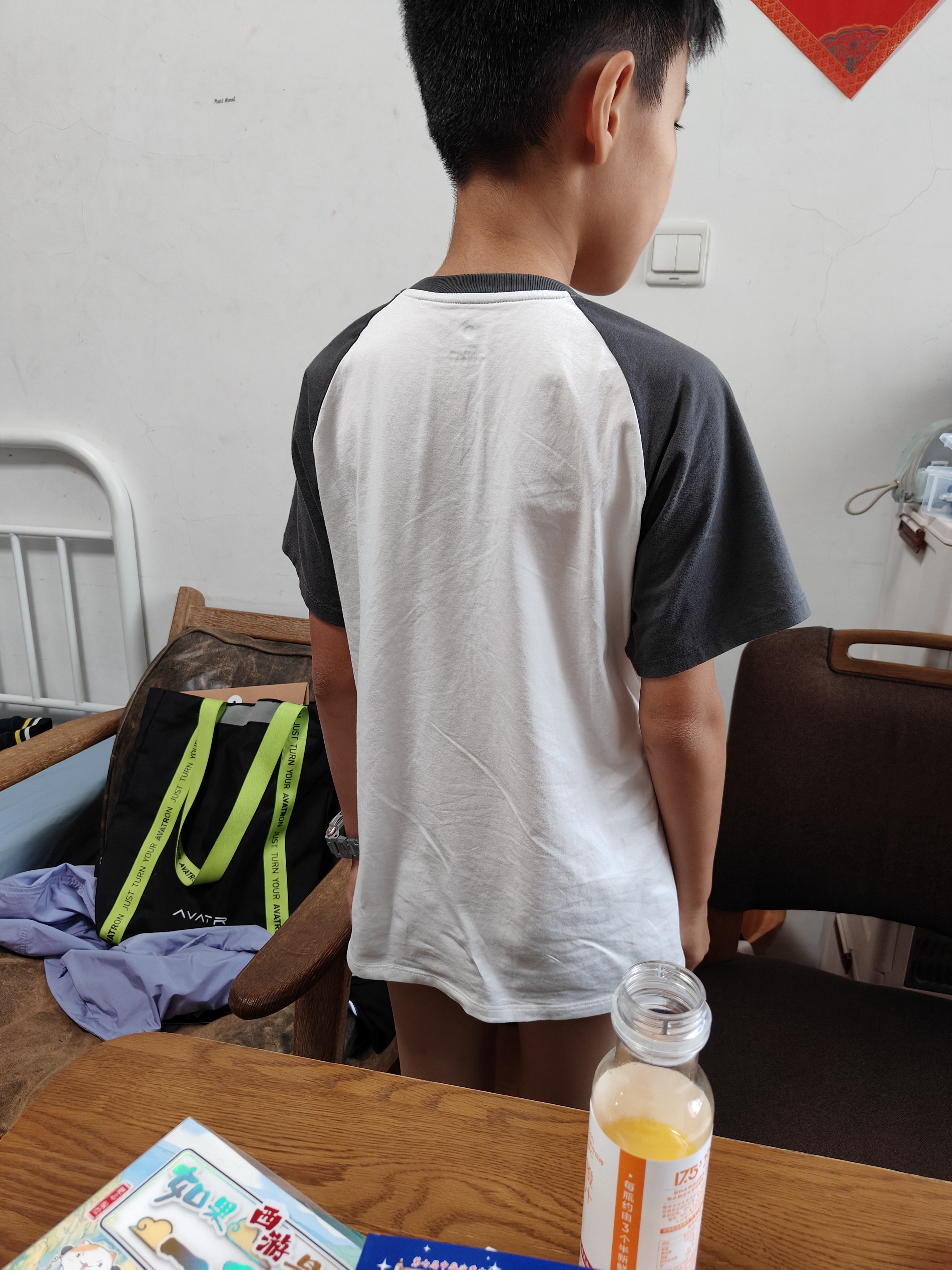 京东京造【5A级抑菌T】儿童T恤短袖潮流圆领童装纯色薄款 白色/灰色150 实拍图