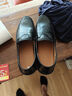 蜻蜓牌【100%真牛皮】特价断码休闲皮鞋男夏季一脚蹬软底爸爸商务皮鞋 8008黑色真皮 42 实拍图