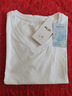艾路丝婷夏装短袖T恤女士纯色上衣棉打底体恤衫TX35610 V领白色 XL 实拍图