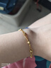 周六福（ZLF）新年礼物  黄金手链女款足金999双链圆珠相连桃心型金手链 计价 15+2cm尾链 - 4.54g 实拍图