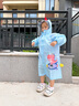 牧萌 儿童雨衣男女童带书包位宝宝幼儿园小学生雨鞋套装防水卡通雨披 浅蓝火箭恐龙 XL码（建议身高115-125cm） 实拍图