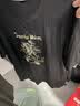 与狼共舞【纯棉】短袖T恤男夏季圆领精致大人标短T男士上衣 001黑色 175  实拍图