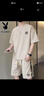 花花公子（PLAYBOY）短袖T恤男套装男士夏季冰丝上衣服潮牌宽松华夫格短裤运动半袖 实拍图