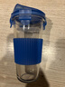 Glasslock 韩国进口玻璃水杯加厚可爱情侣杯随手杯可爱透明茶杯 钢化玻璃不带刻度蓝附杯套 450ml 实拍图