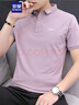罗蒙（ROMON）短袖T恤男士商务休闲弹力透气POLO领打底衫上衣服男装LM13耦荷XL 实拍图