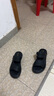 森达凉鞋男夏季牛皮舒适平底休闲沙滩鞋 黑色 43 实拍图