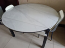 章玺岩板餐桌椅组合现代简约可伸缩轻奢方圆餐桌家用小户型实木饭桌子 卡塔金白+黑白框架【12mm岩板】 1.2米 一桌四椅【皮椅】 实拍图