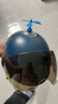 比莫姆3C认证电动车儿童头盔电瓶摩托车小孩子冬季保暖安全帽夏季防晒可爱男女宝宝四季通用3-12岁新国标 太空人藏青色【茶短镜】+【竹蜻蜓】 配茶色短镜片 实拍图