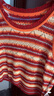 伊芙丽圆领彩色条纹间色镂空针织背心女春秋装新款内搭休闲毛衫 红色 M 160/85CM 实拍图