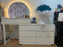 束寻梳妆台全实木岩板极窄30cm卧室床尾斗柜一体现代简约化妆桌收纳柜 米白80cm+六斗柜+大半圆镜+敦敦凳 实拍图