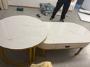顶斧岩板茶几客厅家用现代轻奢简约2025新款椭圆茶桌茶台小户型茶几桌 金架白柜【120雪山白+80雪山白】 实拍图