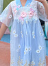 ASK JUNIOR女童连衣裙2025夏复古汉服裙薄款儿童短袖网纱公主裙 蓝色 120 实拍图