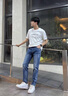 真维斯牛仔裤男士春秋季新款修身小脚裤直筒弹力休闲裤显高百搭水洗长裤 20822/350磨白蓝 （常规款） 32 实拍图