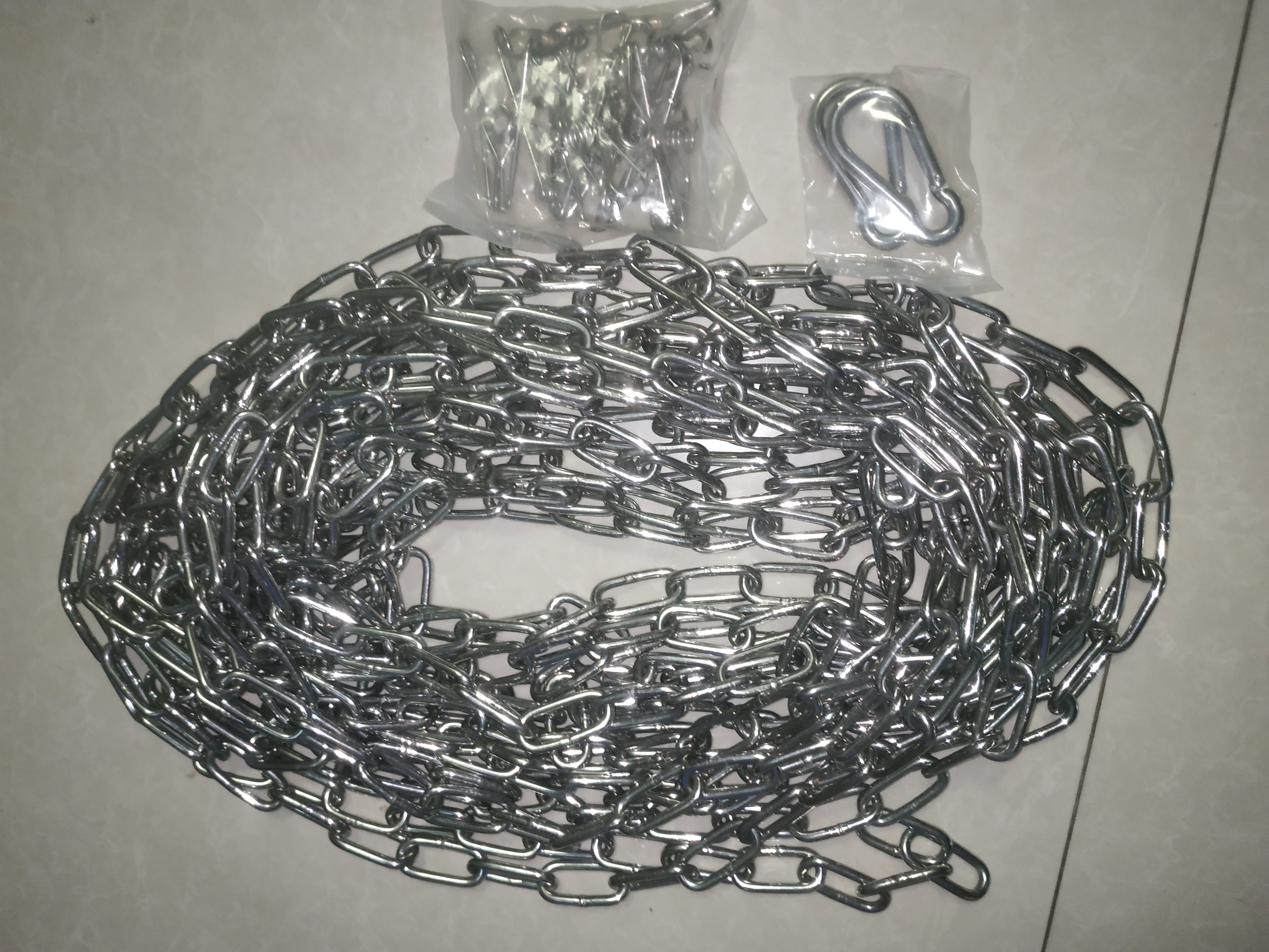 晟古壹304不锈钢晾衣链链条晒衣绳铁链子阳台户外防雨水防生锈防风防滑 4mm链条13米+M6弹扣2只 实拍图